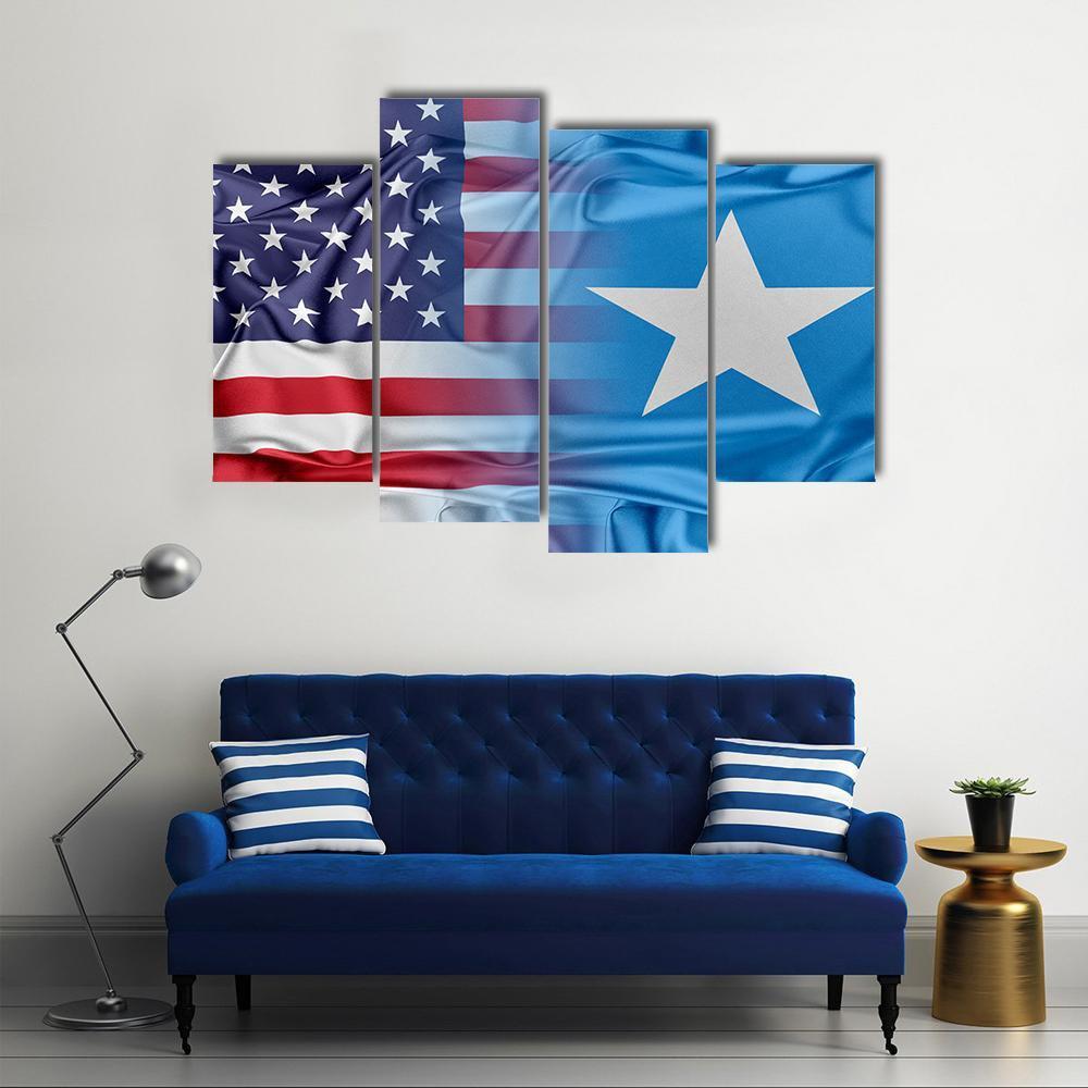 USA And Somalia Flag Canvas Wall Art-1 Piece-Gallery Wrap-48" x 32"-Tiaracle