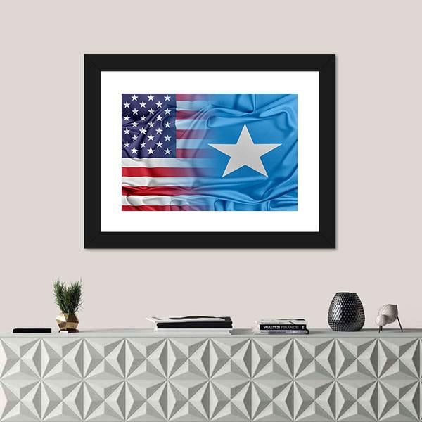 USA and Somalia Flag Panoramic Canvas Wall Art-1 Piece-36" x 12"-Tiaracle