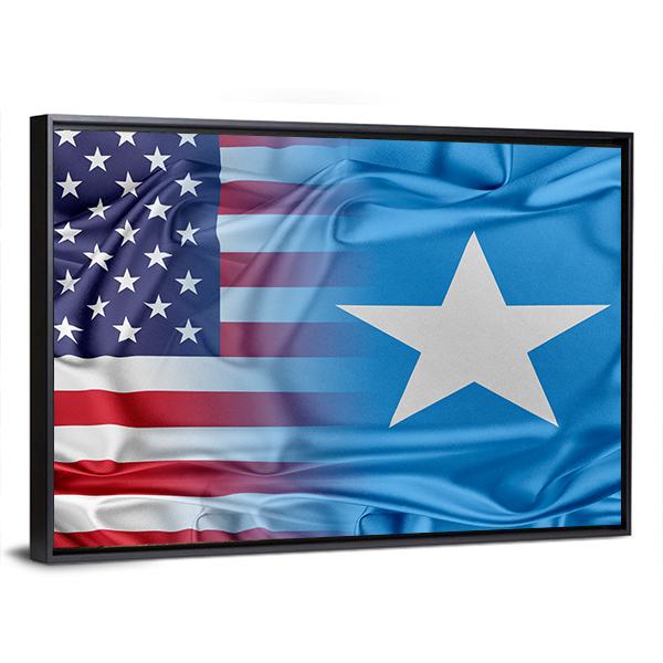 USA and Somalia Flag Panoramic Canvas Wall Art-1 Piece-36" x 12"-Tiaracle