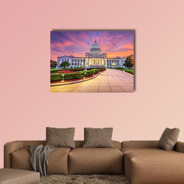 USA At The State Capitol Canvas Wall Art-5 Horizontal-Gallery Wrap-22" x 12"-Tiaracle