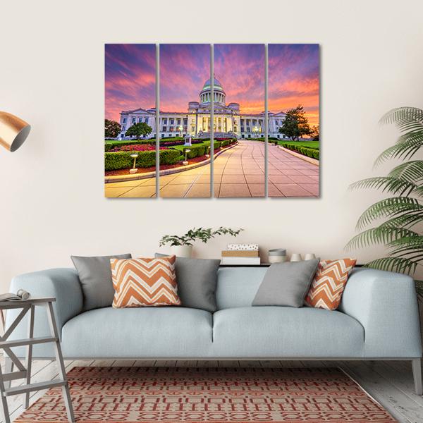 USA At The State Capitol Canvas Wall Art-4 Horizontal-Gallery Wrap-34" x 24"-Tiaracle