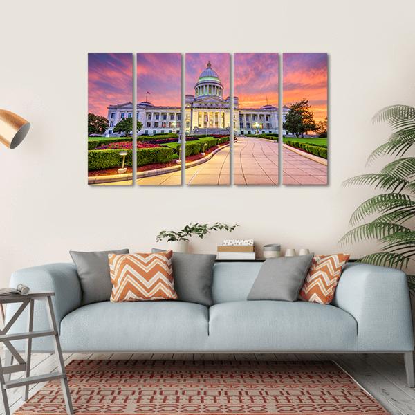 USA At The State Capitol Canvas Wall Art-5 Horizontal-Gallery Wrap-22" x 12"-Tiaracle