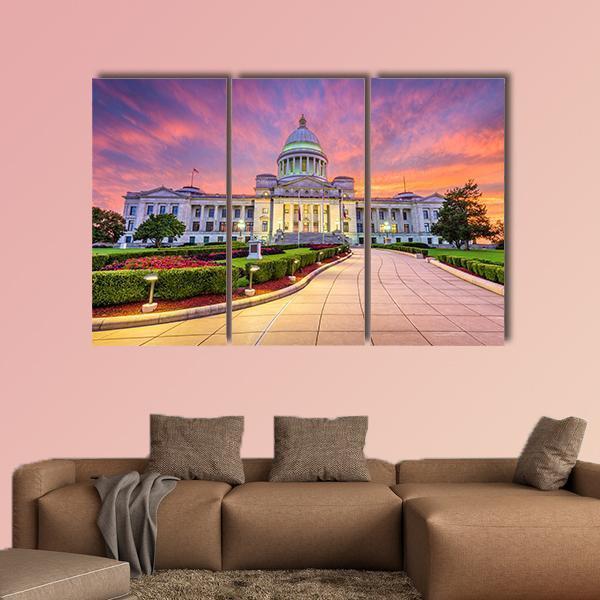 USA At The State Capitol Canvas Wall Art-3 Horizontal-Gallery Wrap-37" x 24"-Tiaracle