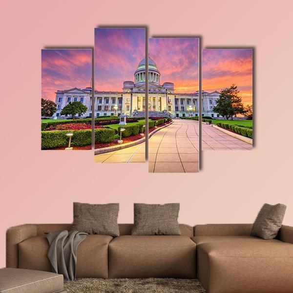 USA At The State Capitol Canvas Wall Art-4 Pop-Gallery Wrap-50" x 32"-Tiaracle