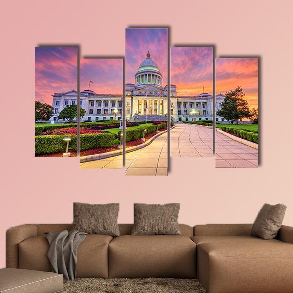USA At The State Capitol Canvas Wall Art-5 Pop-Gallery Wrap-47" x 32"-Tiaracle