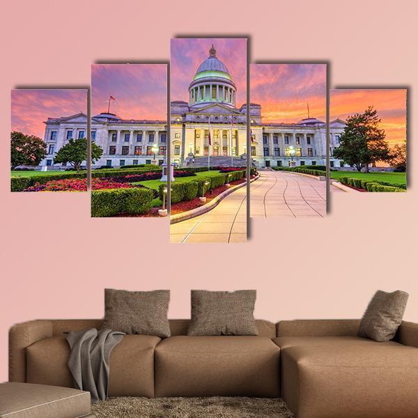 USA At The State Capitol Canvas Wall Art-5 Star-Gallery Wrap-62" x 32"-Tiaracle