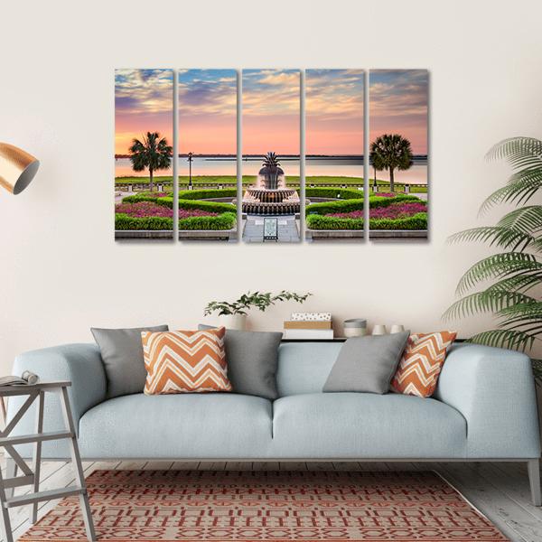 USA At Waterfront Park Canvas Wall Art-5 Horizontal-Gallery Wrap-22" x 12"-Tiaracle