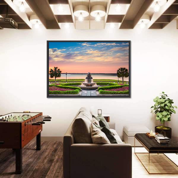 USA At Waterfront Park Canvas Wall Art-5 Horizontal-Gallery Wrap-22" x 12"-Tiaracle