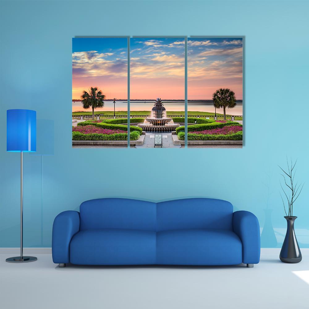 USA At Waterfront Park Canvas Wall Art-3 Horizontal-Gallery Wrap-37" x 24"-Tiaracle