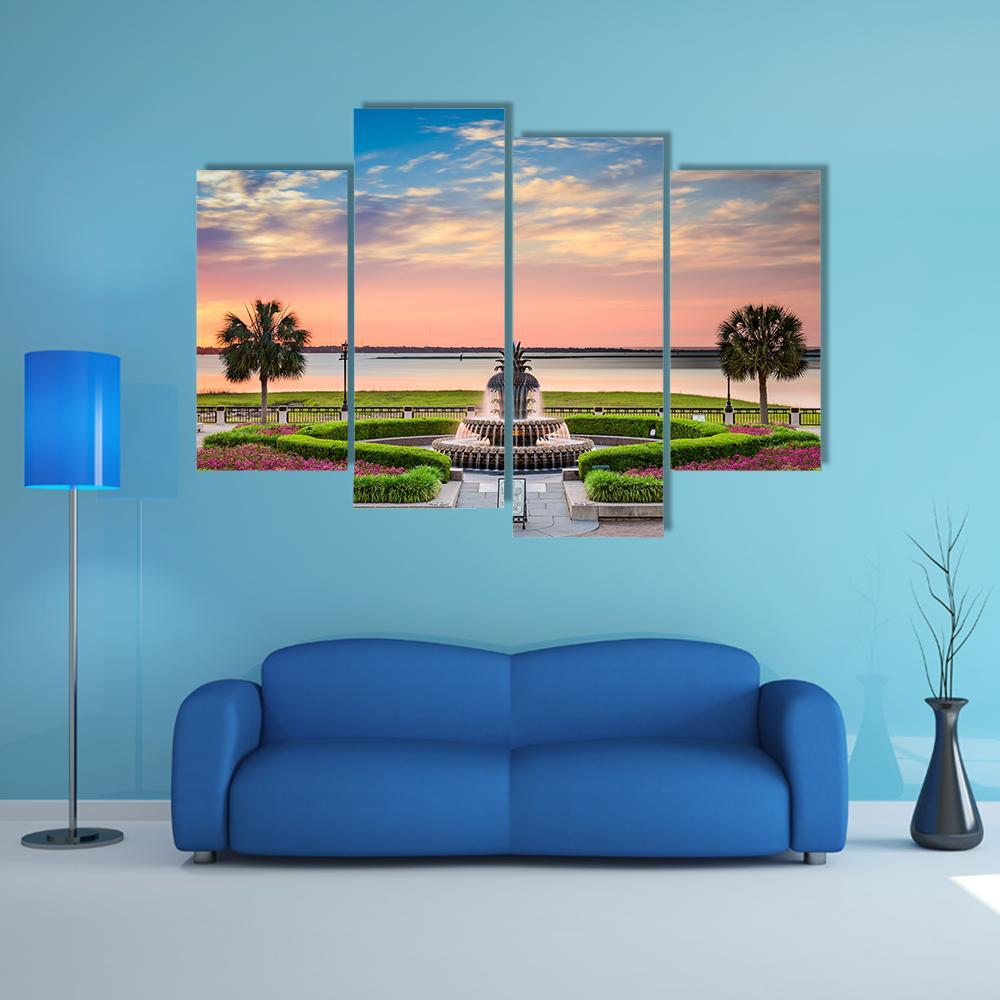 USA At Waterfront Park Canvas Wall Art-4 Pop-Gallery Wrap-50" x 32"-Tiaracle