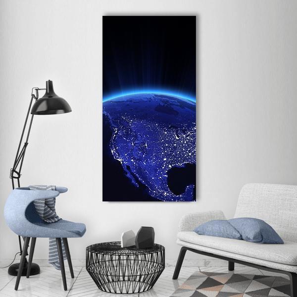 USA City Lights At Night Vertical Canvas Wall Art-1 Vertical-Gallery Wrap-12" x 24"-Tiaracle
