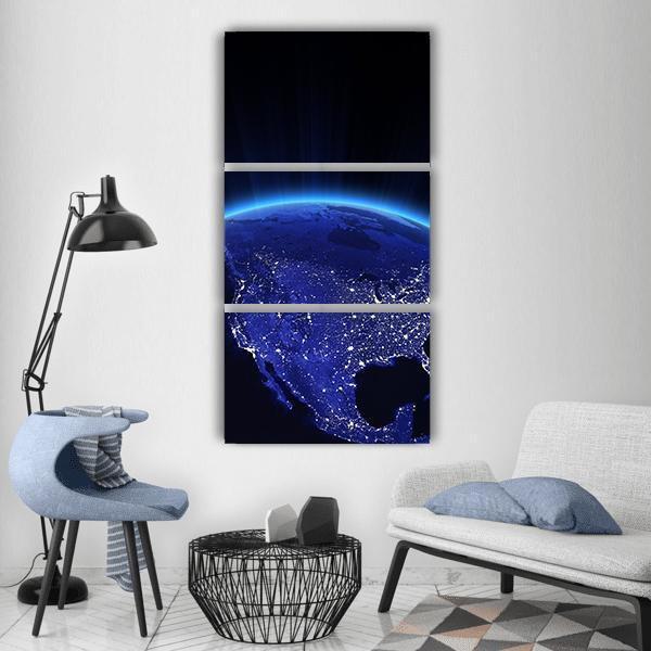 USA City Lights At Night Vertical Canvas Wall Art-3 Vertical-Gallery Wrap-12" x 25"-Tiaracle