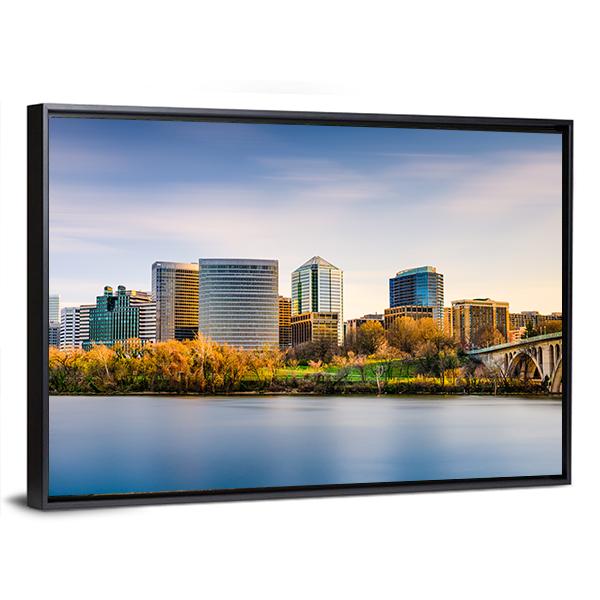 USA City Skyline On Potomac River Canvas Wall Art-3 Horizontal-Gallery Wrap-25" x 16"-Tiaracle