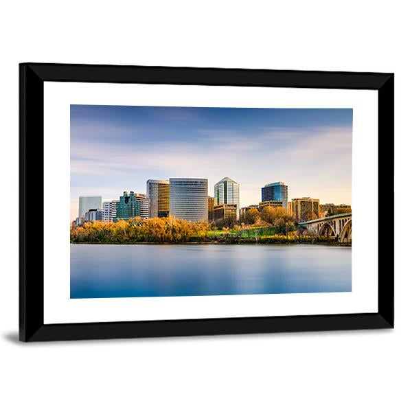 USA City Skyline On Potomac River Canvas Wall Art-3 Horizontal-Gallery Wrap-25" x 16"-Tiaracle