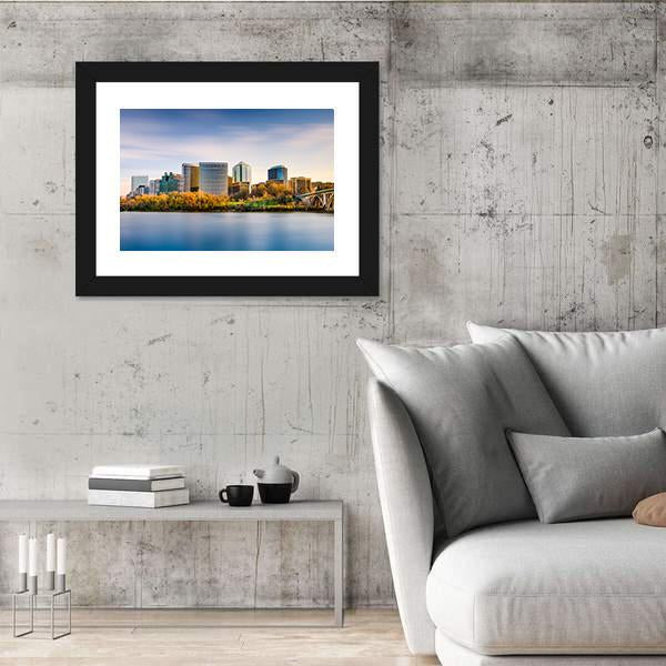 USA City Skyline On Potomac River Canvas Wall Art-5 Horizontal-Gallery Wrap-22" x 12"-Tiaracle