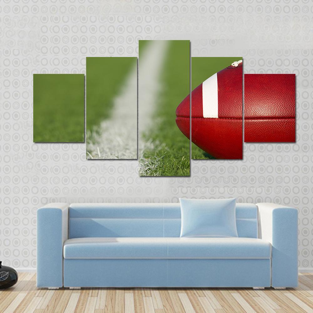 USA Football Canvas Wall Art-5 Star-Gallery Wrap-62&quot; x 32&quot;-Tiaracle