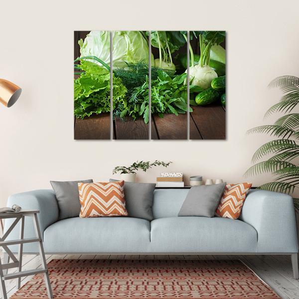 Useful Green Vegetables Canvas Wall Art-4 Horizontal-Gallery Wrap-34" x 24"-Tiaracle