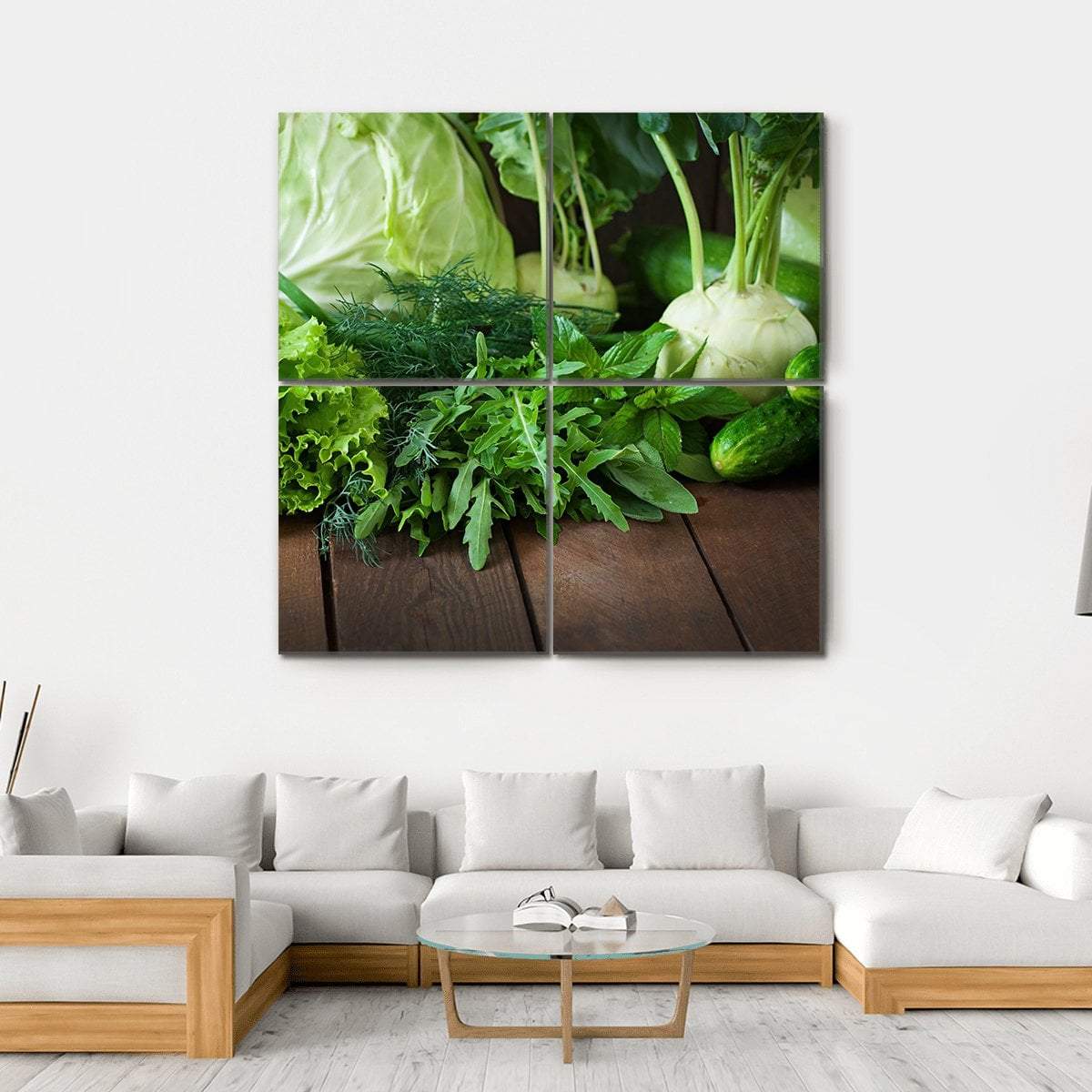 Useful Green Vegetables Canvas Wall Art-4 Square-Gallery Wrap-17" x 17"-Tiaracle