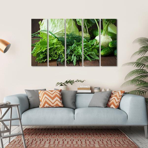 Useful Green Vegetables Canvas Wall Art-5 Horizontal-Gallery Wrap-22" x 12"-Tiaracle