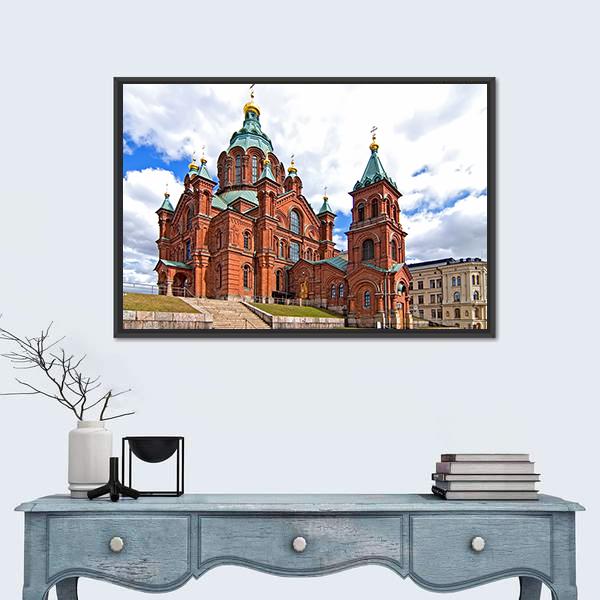 Uspensky Cathedral In Helsinki Canvas Wall Art-1 Piece-Floating Frame-24" x 16"-Tiaracle