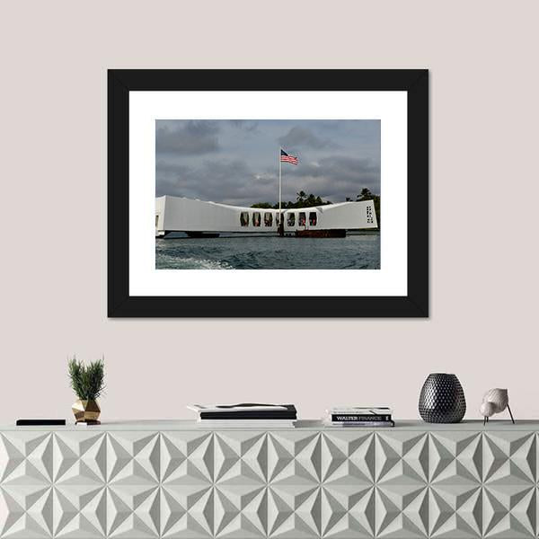 USS Arizona Memorial Pearl Harbor Canvas Wall Art-1 Piece-Framed Print-20" x 16"-Tiaracle