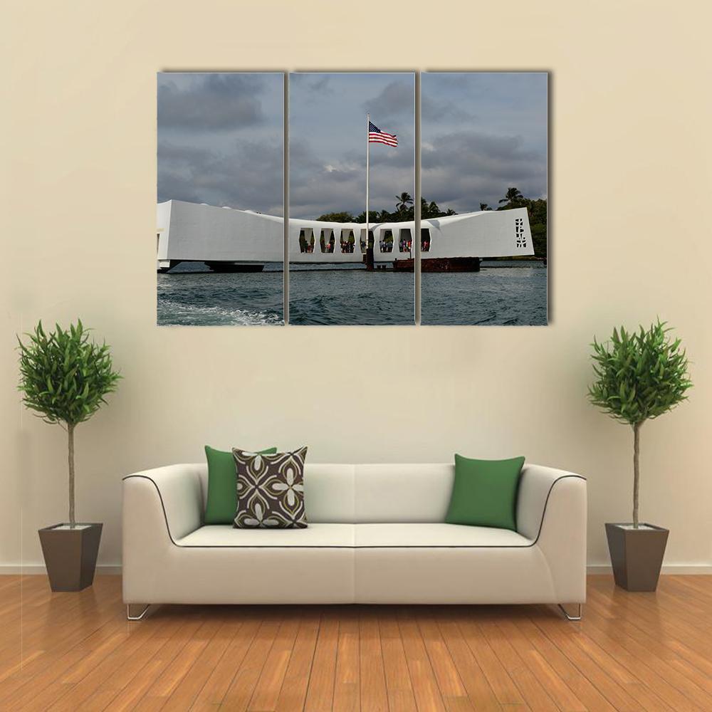 USS Arizona Memorial Pearl Harbor Canvas Wall Art-3 Horizontal-Gallery Wrap-37" x 24"-Tiaracle