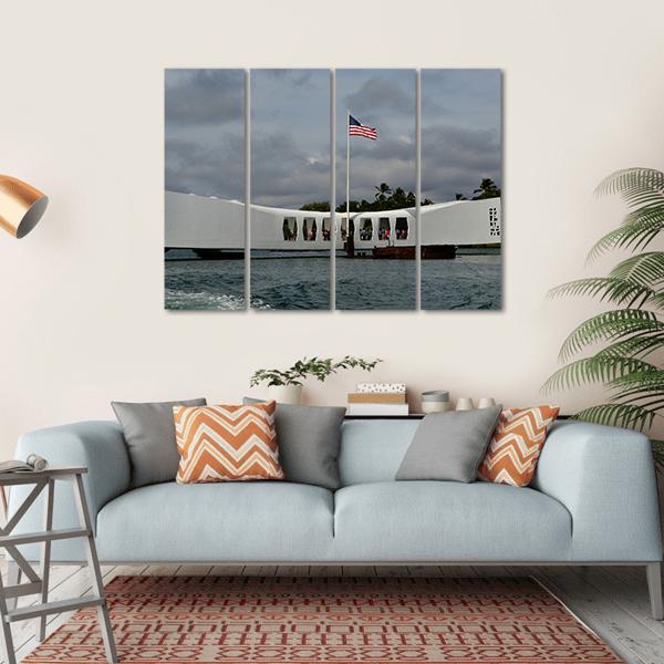 USS Arizona Memorial Pearl Harbor Canvas Wall Art-4 Horizontal-Gallery Wrap-34" x 24"-Tiaracle