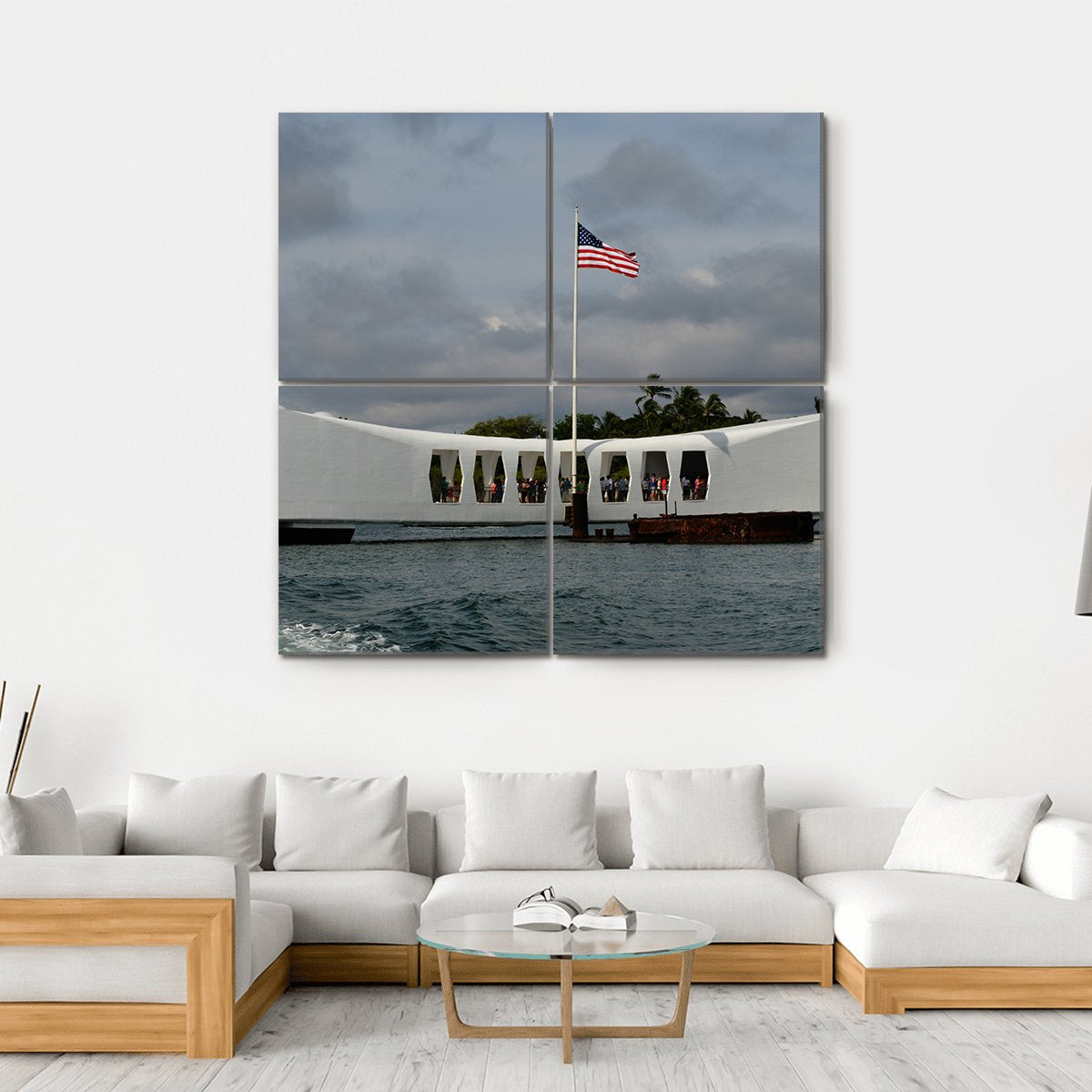 USS Arizona Memorial Pearl Harbor Canvas Wall Art-4 Square-Gallery Wrap-17" x 17"-Tiaracle