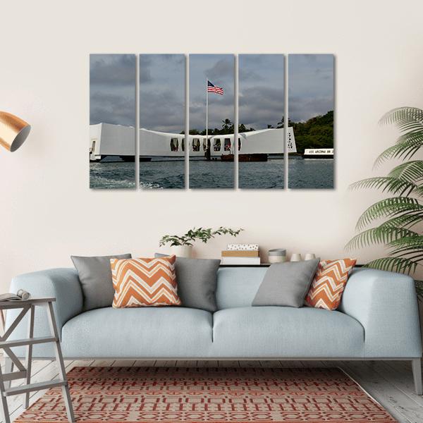 USS Arizona Memorial Pearl Harbor Canvas Wall Art-5 Horizontal-Gallery Wrap-22" x 12"-Tiaracle