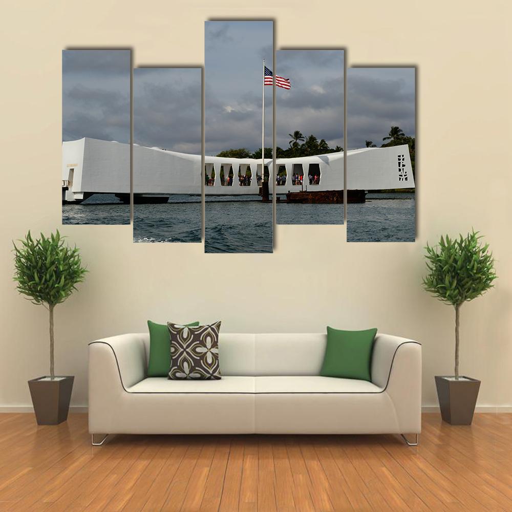 USS Arizona Memorial Pearl Harbor Canvas Wall Art-4 Pop-Gallery Wrap-50" x 32"-Tiaracle