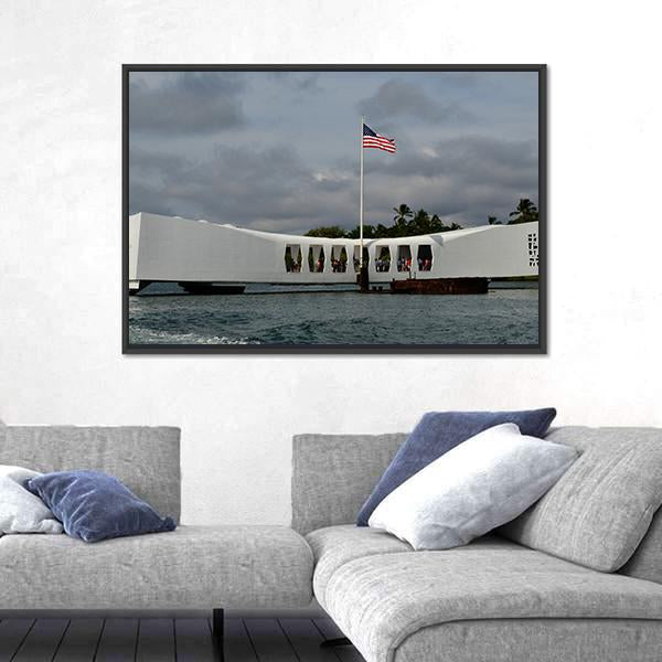 USS Arizona Memorial Pearl Harbor Panoramic Canvas Wall Art-1 Piece-36" x 12"-Tiaracle
