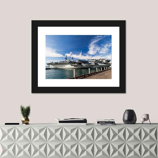 USS Midway Aircraft Carrier Canvas Wall Art-1 Piece-Framed Print-20" x 16"-Tiaracle