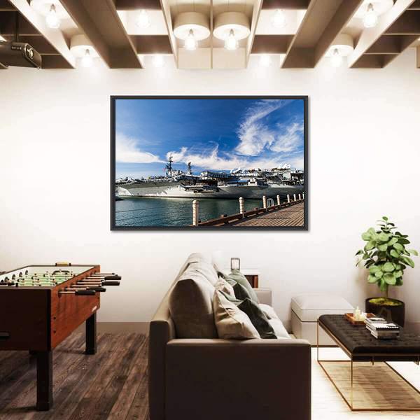 USS Midway Aircraft Carrier Canvas Wall Art-5 Horizontal-Gallery Wrap-22" x 12"-Tiaracle