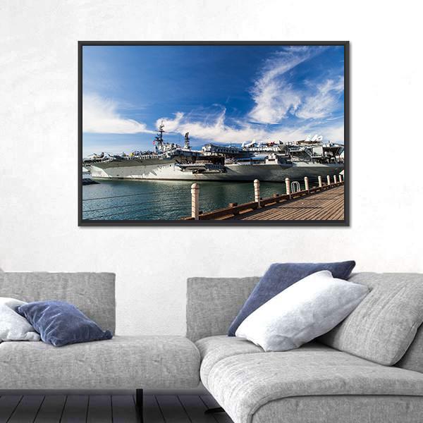 USS Midway Aircraft Carrier Canvas Wall Art-5 Horizontal-Gallery Wrap-22" x 12"-Tiaracle