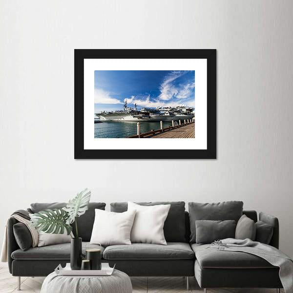 USS Midway Aircraft Carrier Canvas Wall Art-3 Horizontal-Gallery Wrap-25" x 16"-Tiaracle