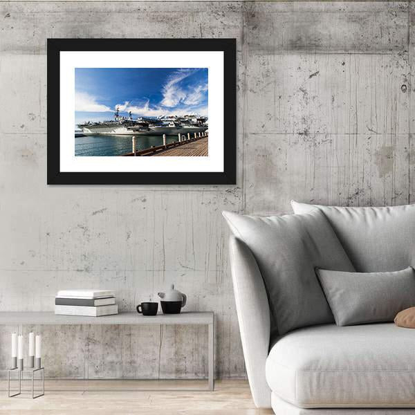 USS Midway Aircraft Carrier Canvas Wall Art-3 Horizontal-Gallery Wrap-25" x 16"-Tiaracle