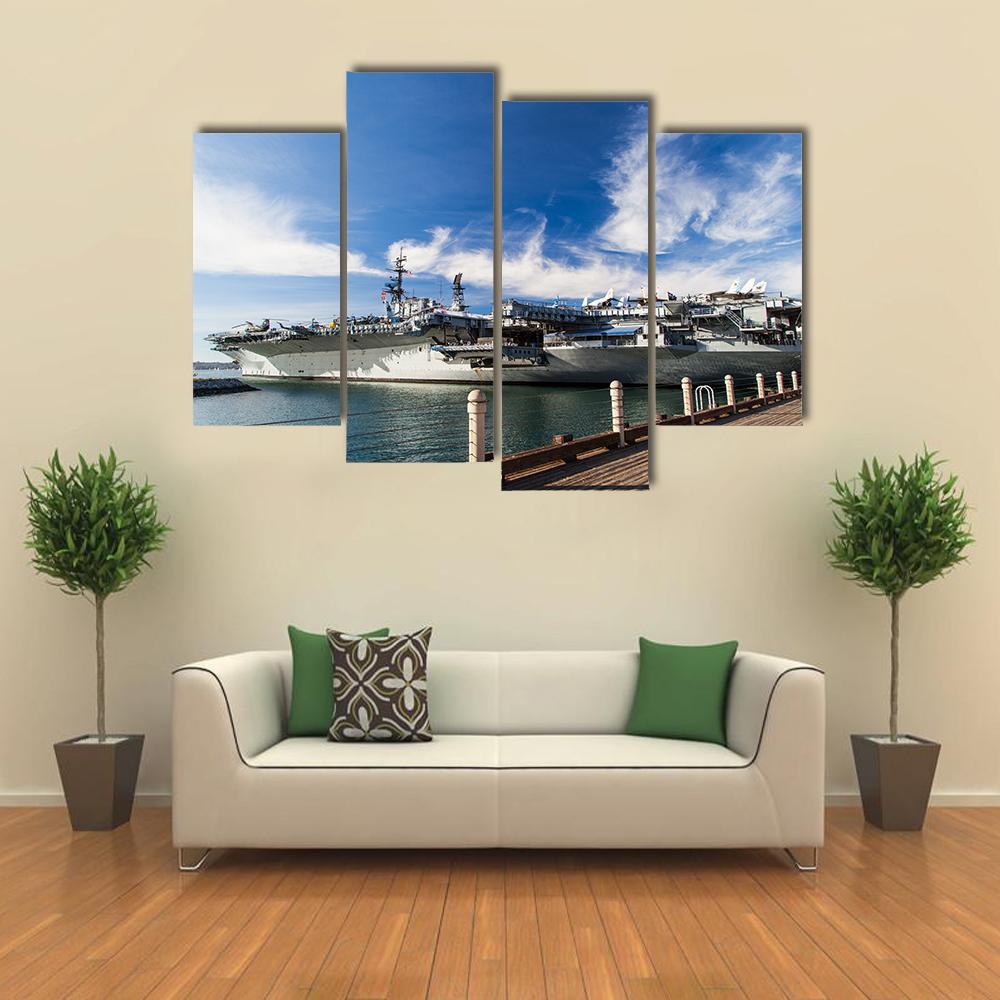 USS Midway Aircraft Carrier Canvas Wall Art-4 Pop-Gallery Wrap-50" x 32"-Tiaracle