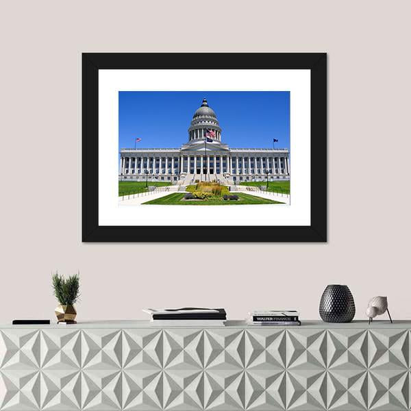 Utah Capitol Building Canvas Wall Art-1 Piece-Framed Print-20" x 16"-Tiaracle