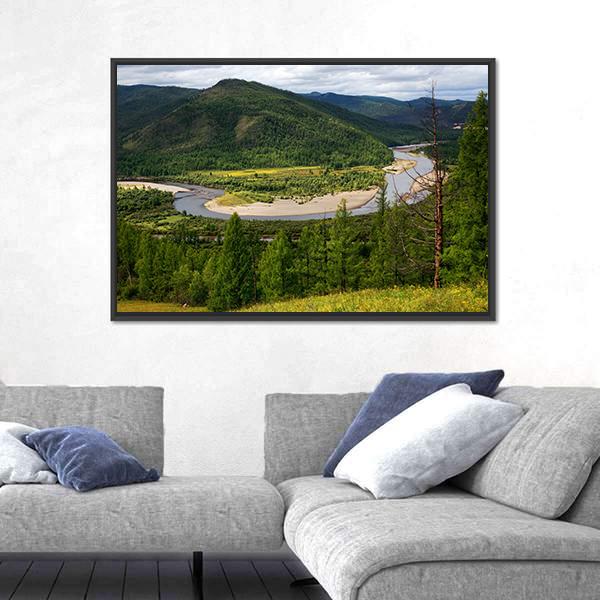 Uur River Mongolia Panoramic Canvas Wall Art-1 Piece-36" x 12"-Tiaracle