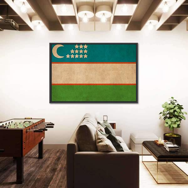 Uzbekistan Flag Canvas Wall Art-3 Horizontal-Gallery Wrap-25" x 16"-Tiaracle