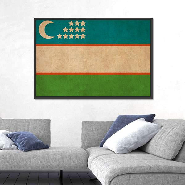 Uzbekistan Flag Canvas Wall Art-3 Horizontal-Gallery Wrap-25" x 16"-Tiaracle