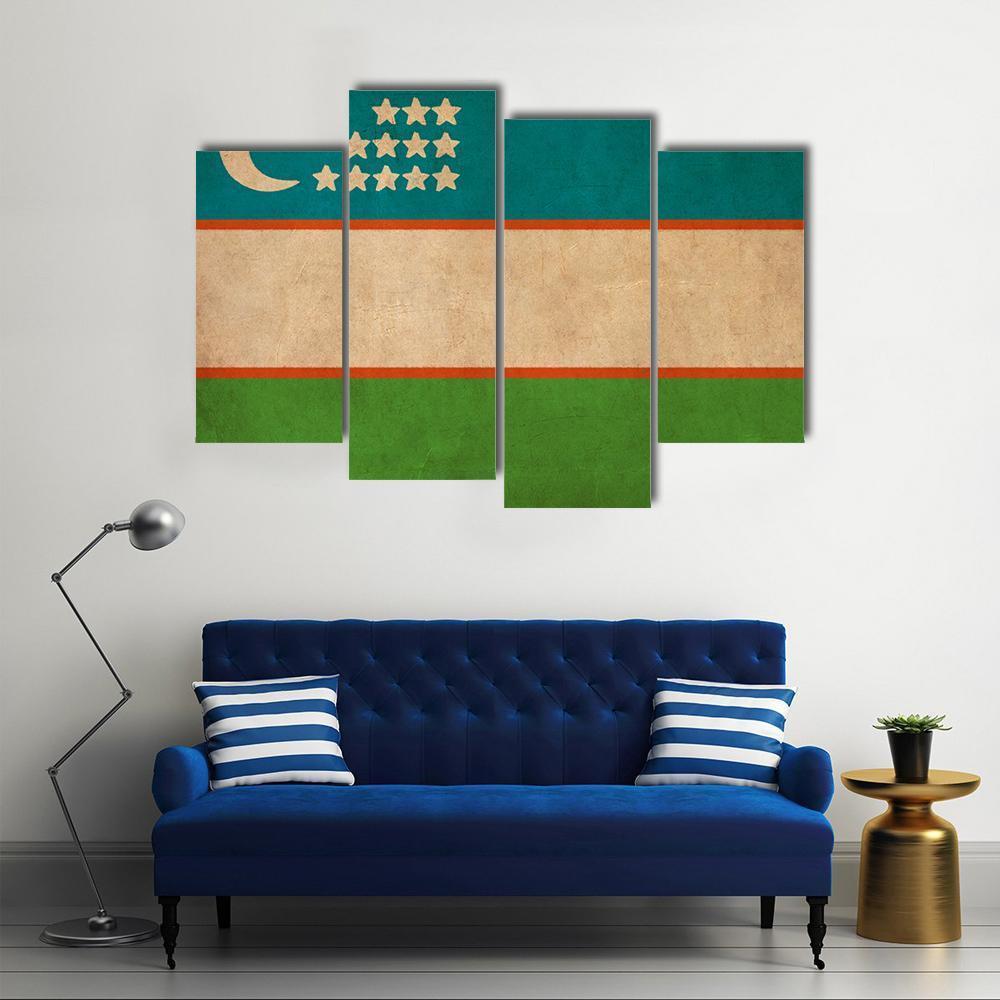 Uzbekistan Flag Canvas Wall Art-4 Pop-Gallery Wrap-50" x 32"-Tiaracle