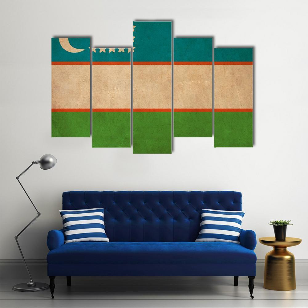 Uzbekistan Flag Canvas Wall Art-5 Pop-Gallery Wrap-47" x 32"-Tiaracle