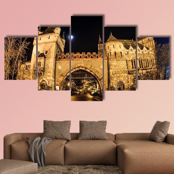 Vajdahunyad Castle In Budapest Hungary Canvas Wall Art-5 Star-Gallery Wrap-62" x 32"-Tiaracle