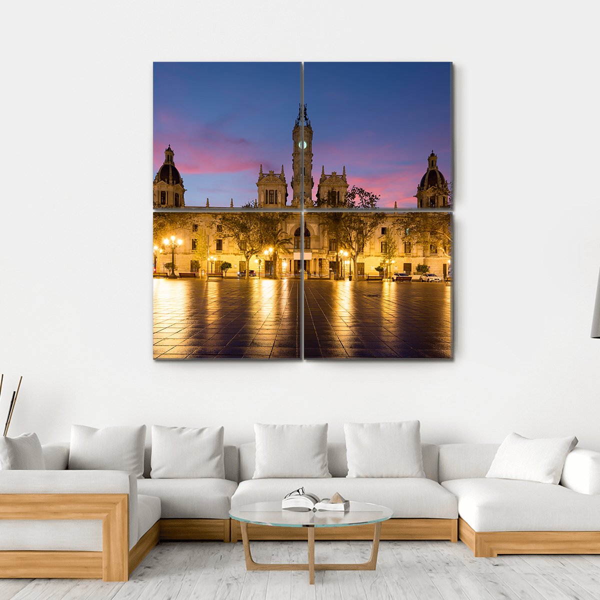Valencia City Hall In Spain Canvas Wall Art-4 Square-Gallery Wrap-17" x 17"-Tiaracle