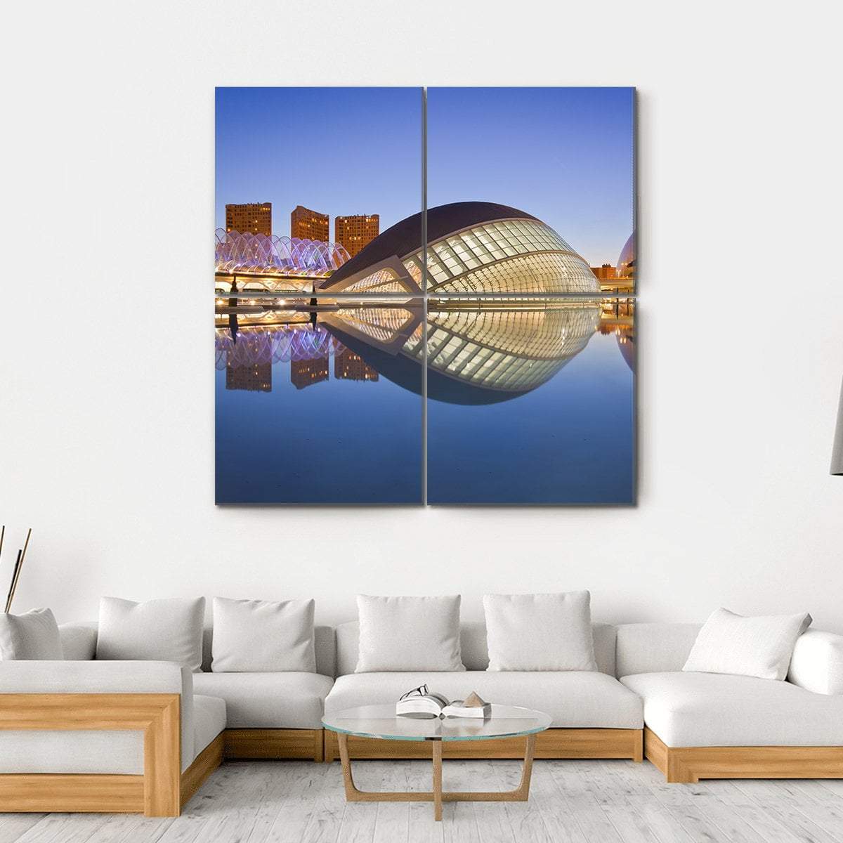 Valencia's City Of Arts And Science Museum Canvas Wall Art-4 Square-Gallery Wrap-17" x 17"-Tiaracle