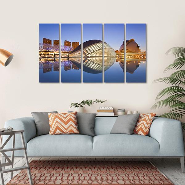 Valencia's City Of Arts And Science Museum Canvas Wall Art-5 Horizontal-Gallery Wrap-22" x 12"-Tiaracle