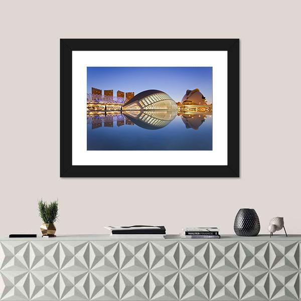Valencia's City Of Arts And Science Museum Canvas Wall Art-1 Piece-Framed Print-20" x 16"-Tiaracle