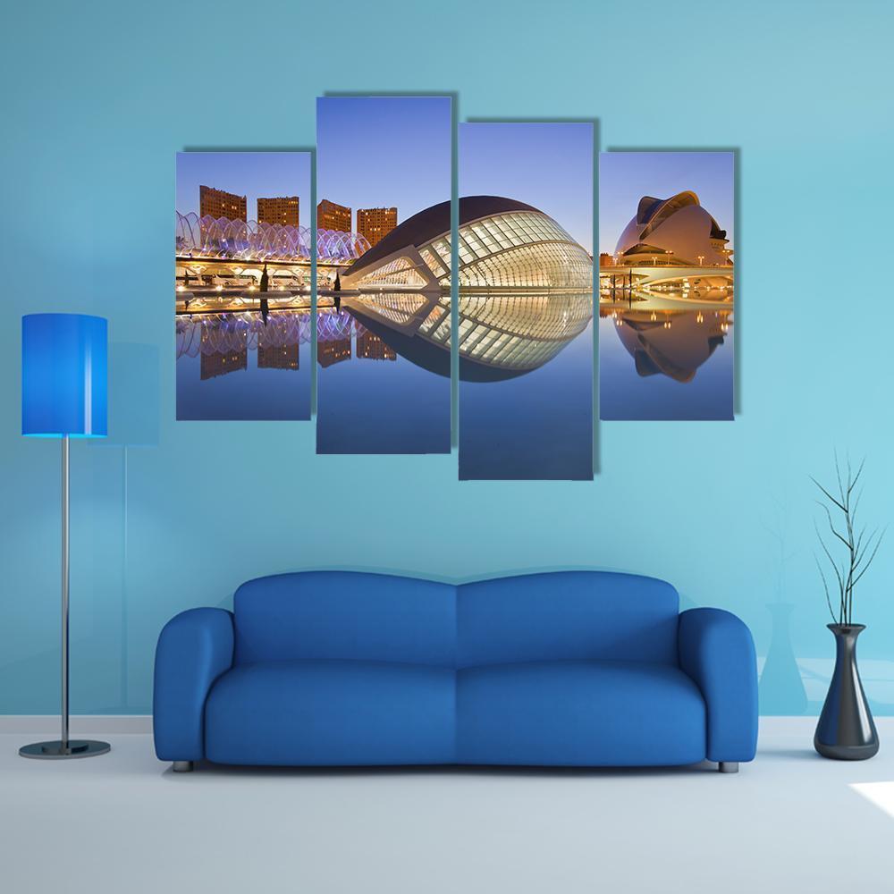 Valencia's City Of Arts And Science Museum Canvas Wall Art-4 Pop-Gallery Wrap-50" x 32"-Tiaracle
