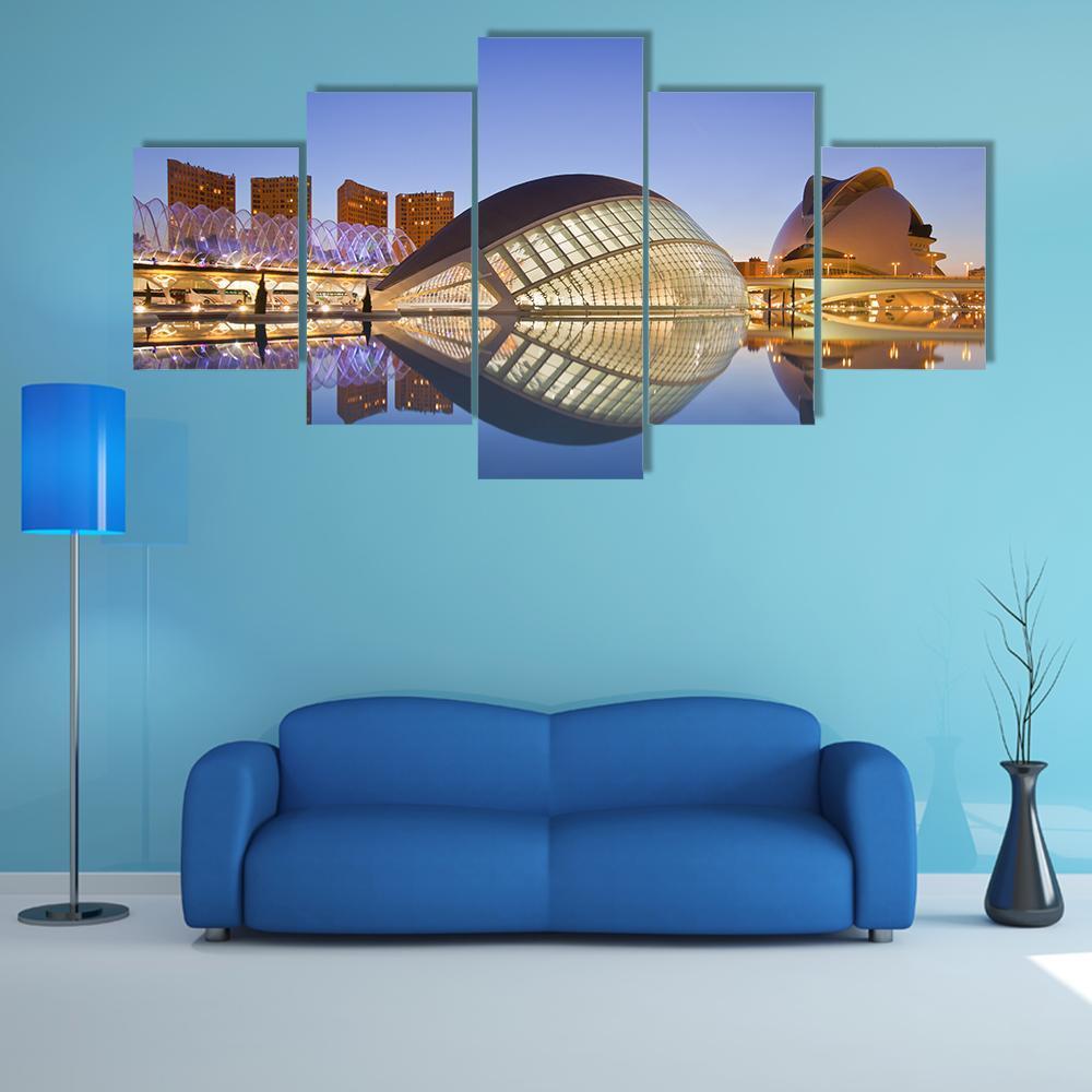 Valencia's City Of Arts And Science Museum Canvas Wall Art-4 Pop-Gallery Wrap-50" x 32"-Tiaracle